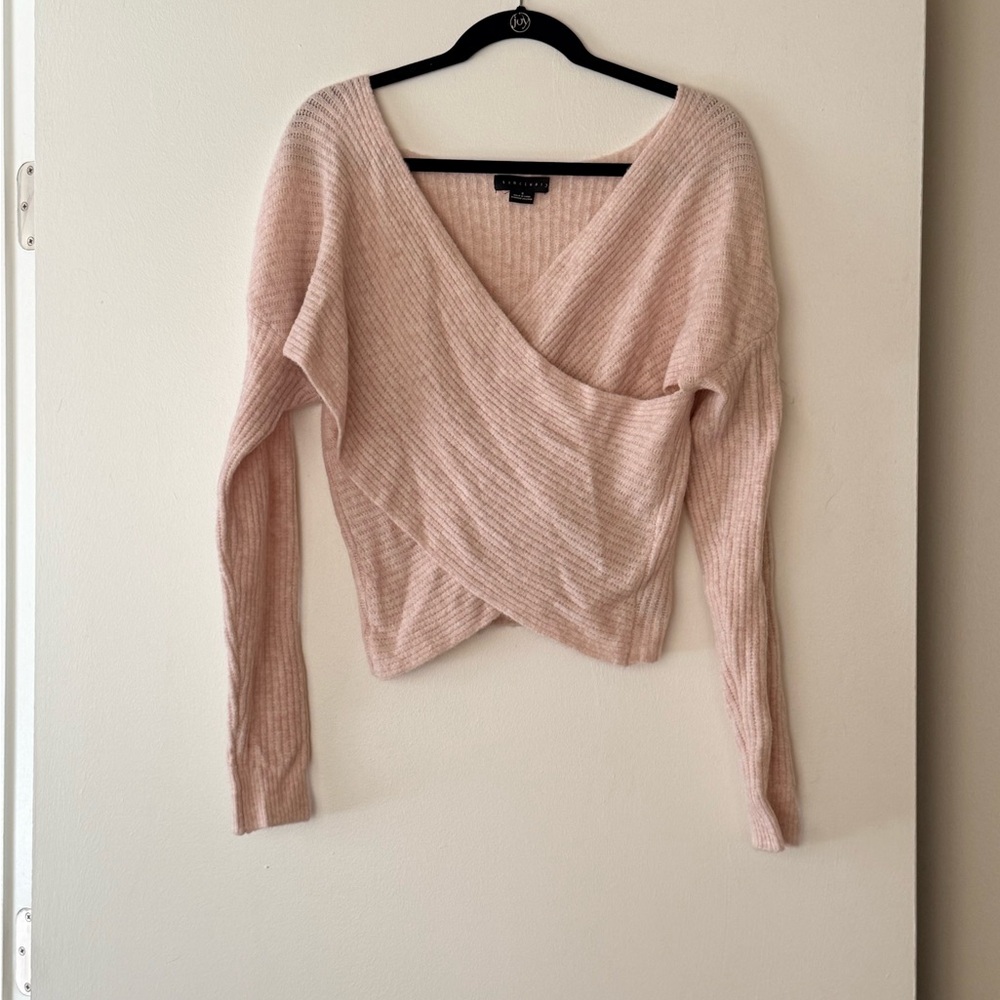 Sanctuary Blush V-Neck Ribbed Sweater